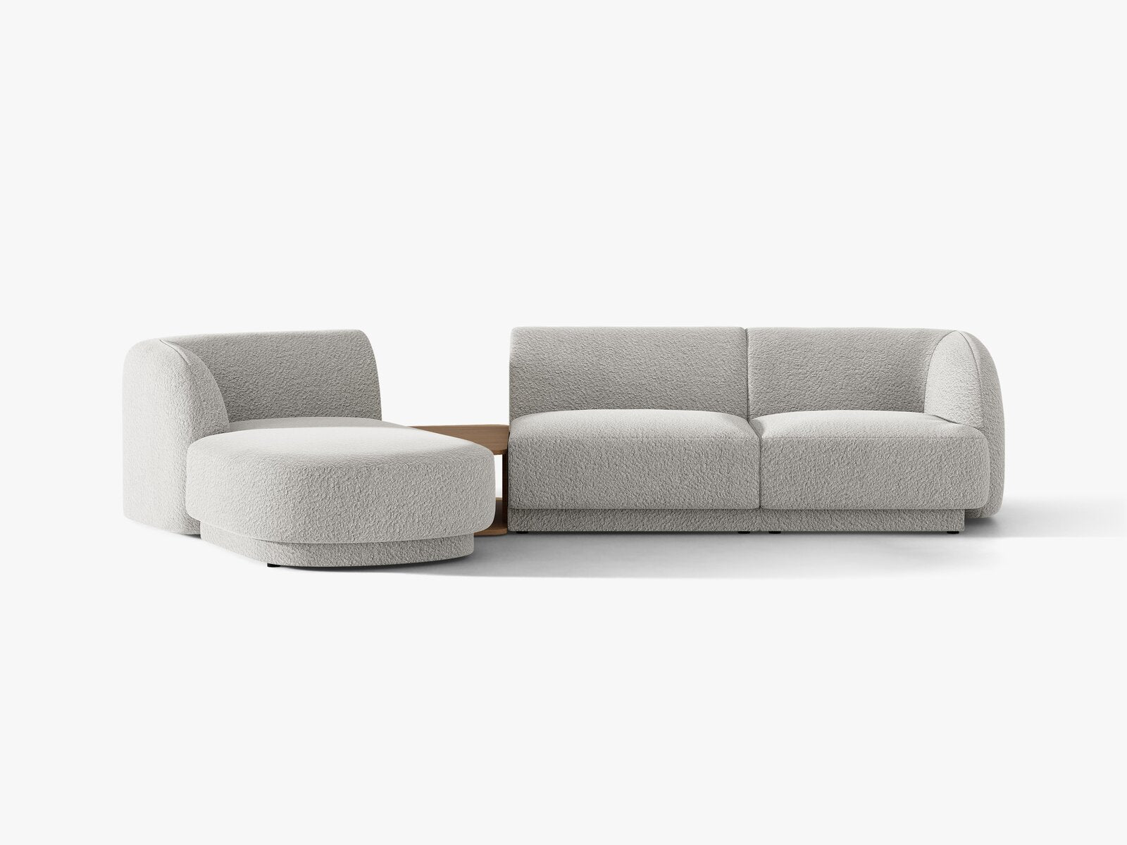 Micadoni Modulares Sofa Miley mit Recamiere 3-Sitzer Links Boucle Baloo Hellgrau