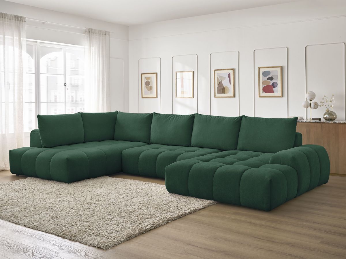 Bobochic Everest Wohnlandschaft, 6 Kissen Strukturstoff Grün Ecke rechts