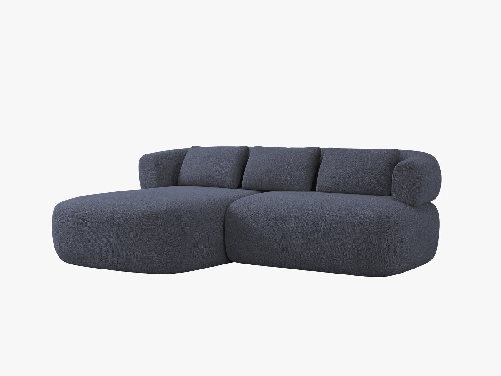 Micadoni 5-Sitzer Ecksofa Jenny Kleine Version Links Boucle Now or Never Dunkelblau
