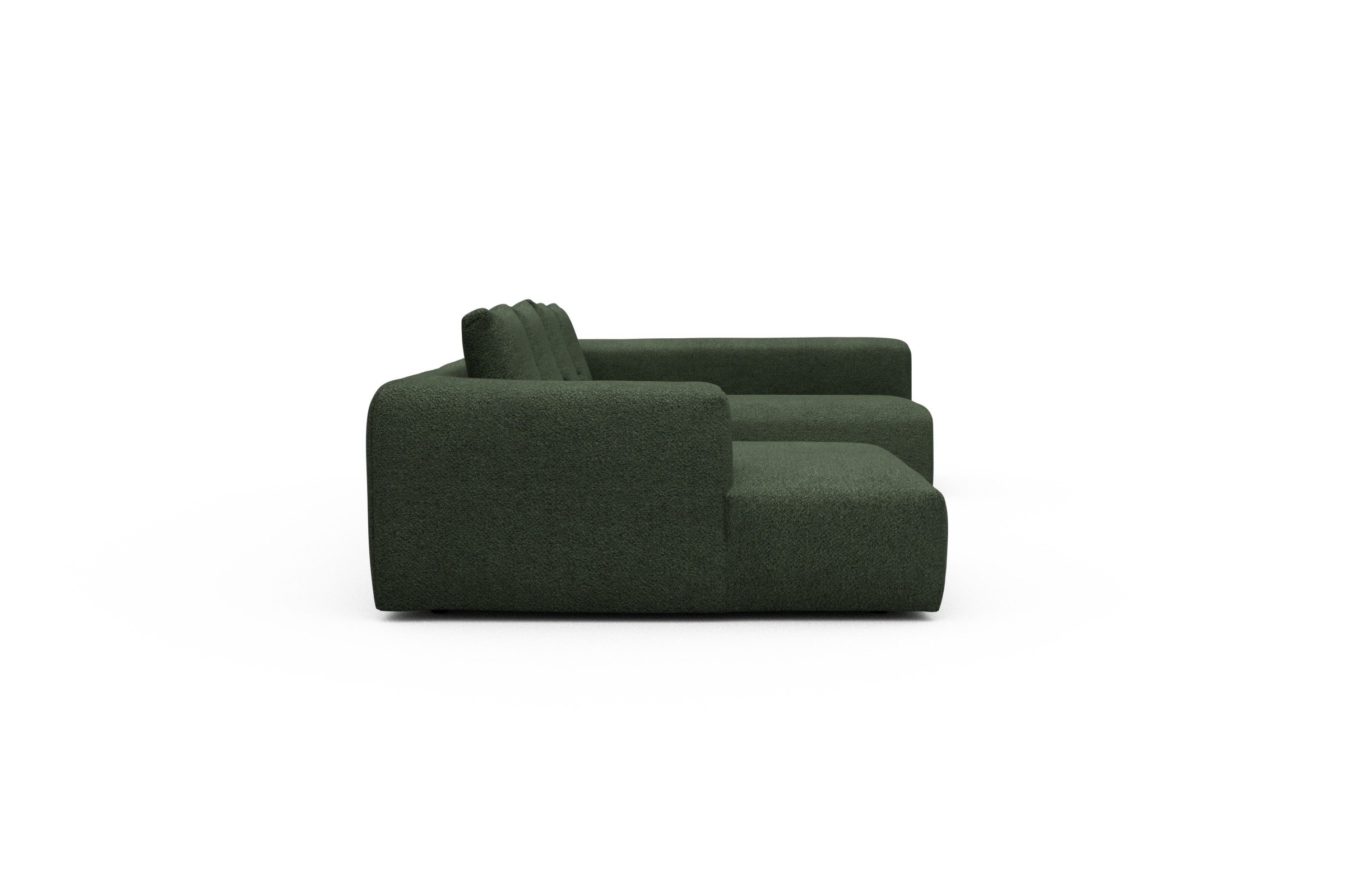 Wohnlandschaft Fred Chaiselongue links mit 2-Sitzer und lange Armlehne rechts Vanora-Deep-Green