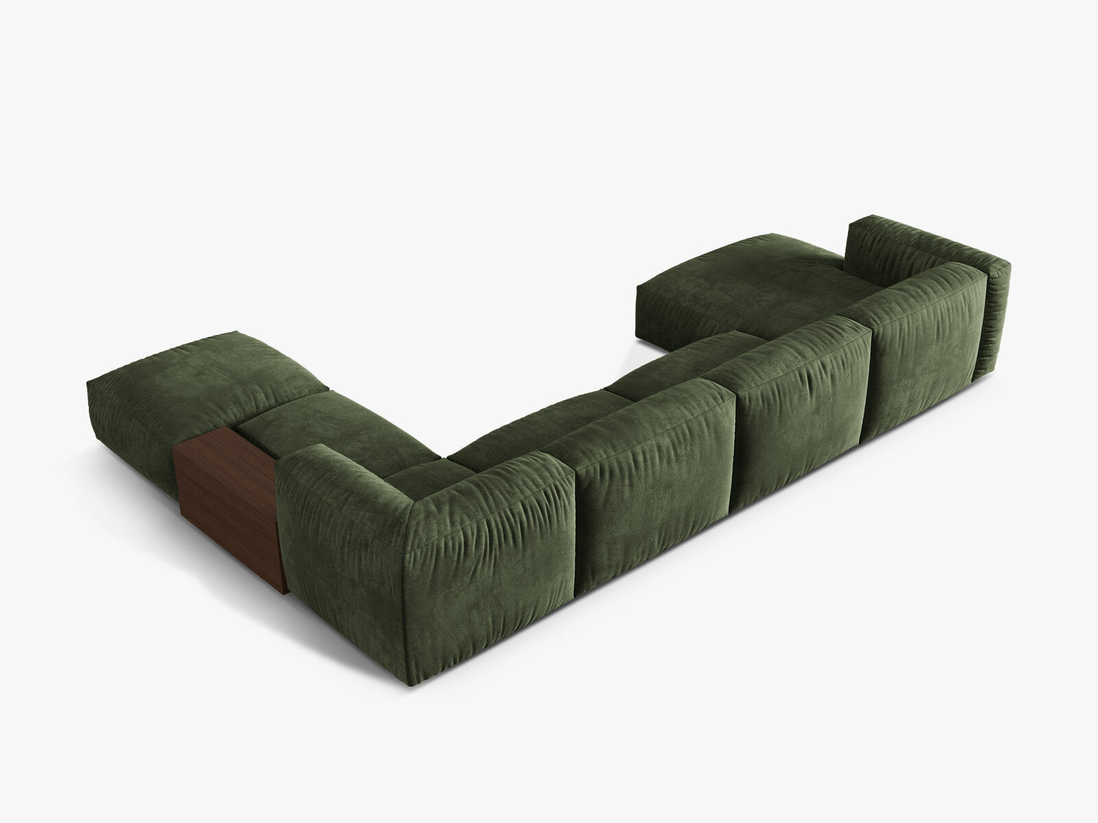 Micadoni Panorama-Ecksofa Martina 5-Sitzer Rechts Samt Grün