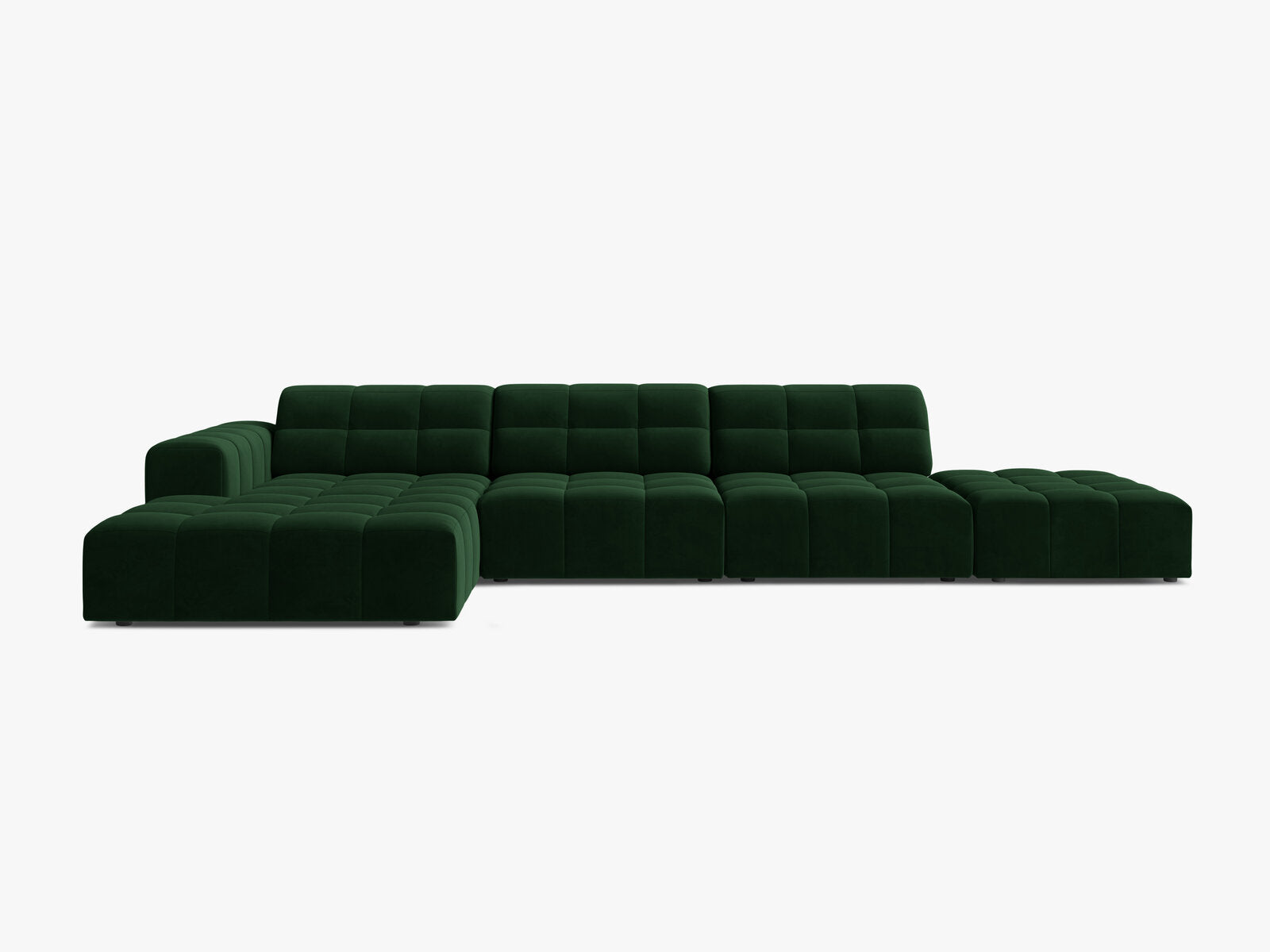 Micadoni Ecksofa Jennifer 5-Sitzer Links Samt Bluvel Flaschengrün