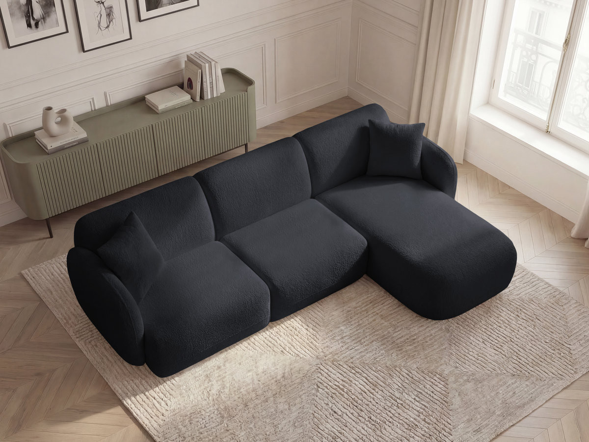 Bobochic Anda Ecksofa 292 × 163 cm Chenille Schwarz Ecke rechts