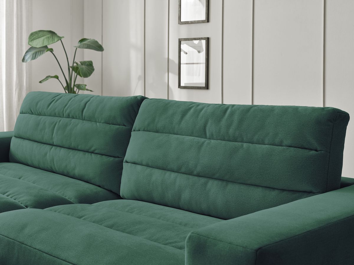 Bobochic Sierra Ecksofa mit Pouf Samt Dunkelgrün Ecke links