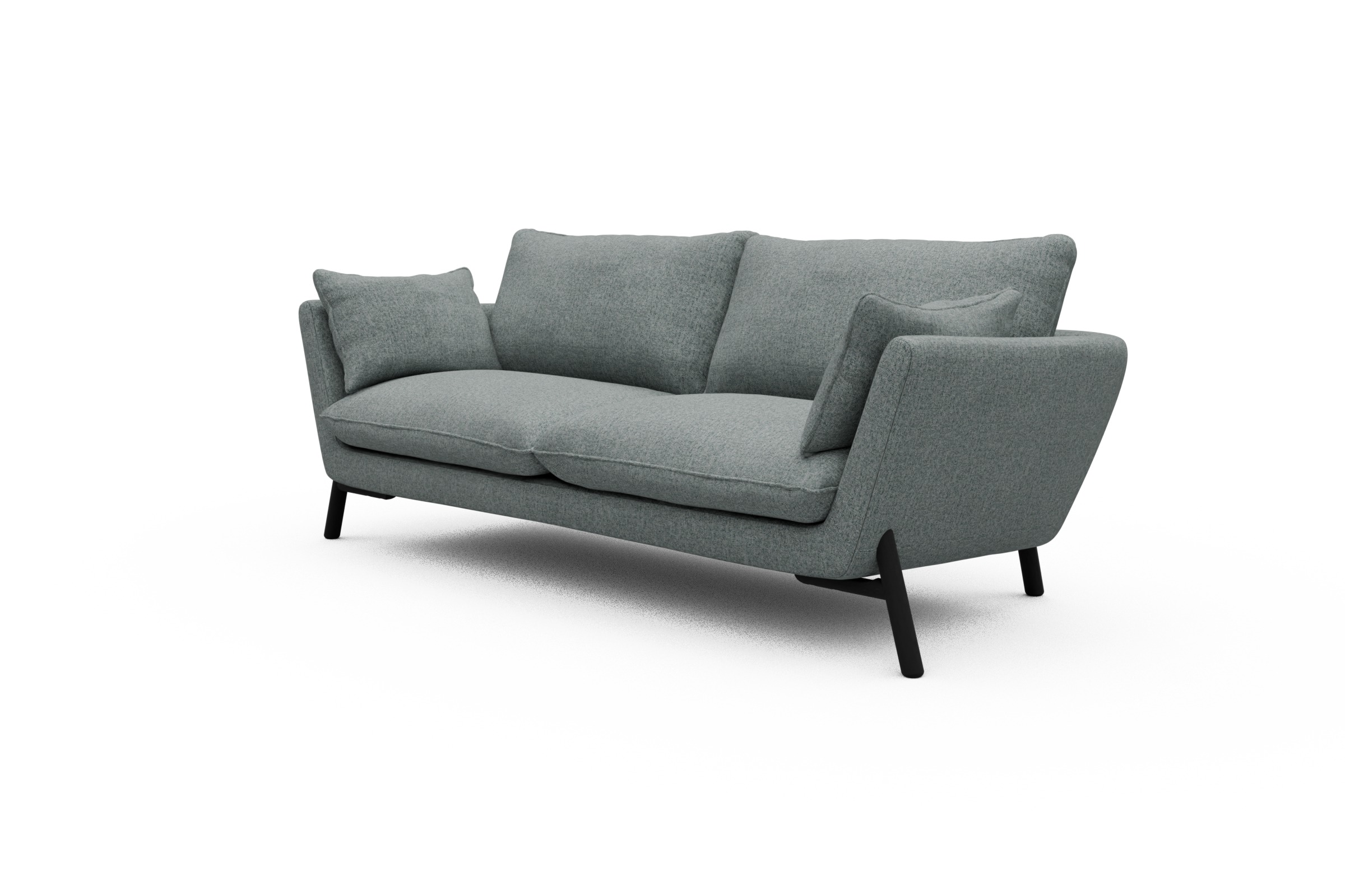 Sofa Emil 3-Sitzer Beinfarbe Eiche Schwarz Casone-Light-Mixed-Green