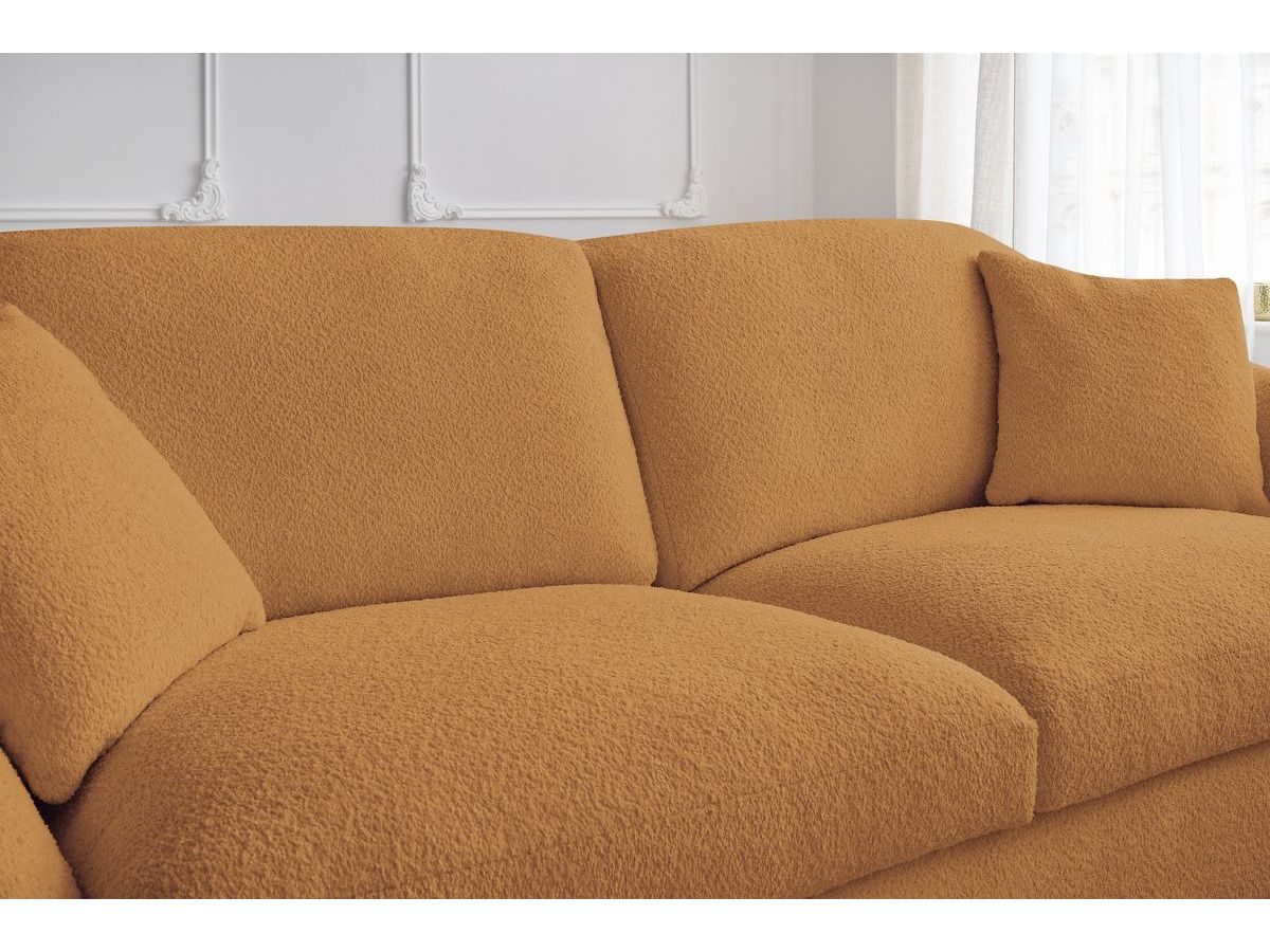 Bobochic Cezanne Schlafsofa 3-Sitzer Bouclé-Stoff Gelb, Liegefläche 160 × 194 cm