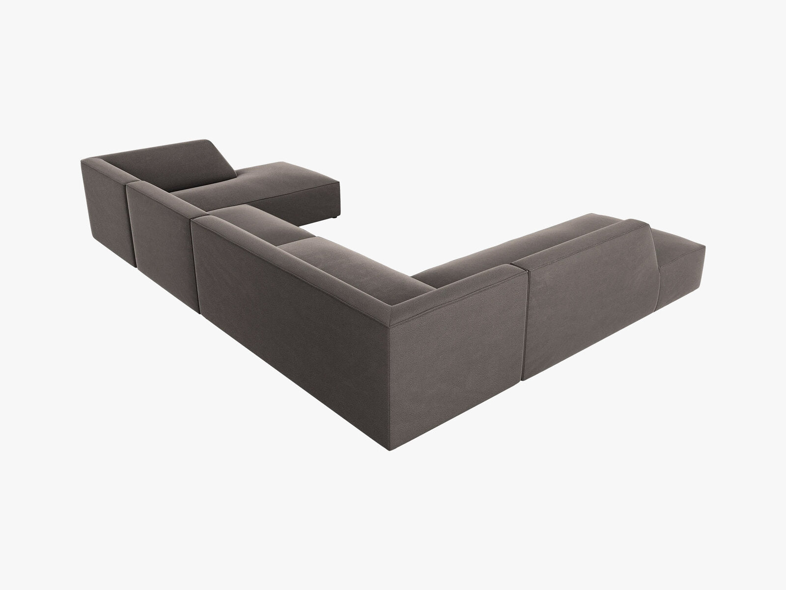 Micadoni Panorama-Ecksofa Ruby 7-Sitzer Links Samt Salvador Dunkelgrau