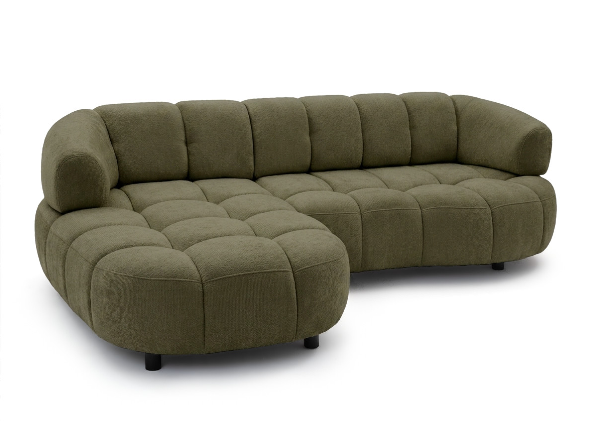 Bobochic Lovely Ecksofa mit Schlaffunktion Stoff Grün Ecke links
