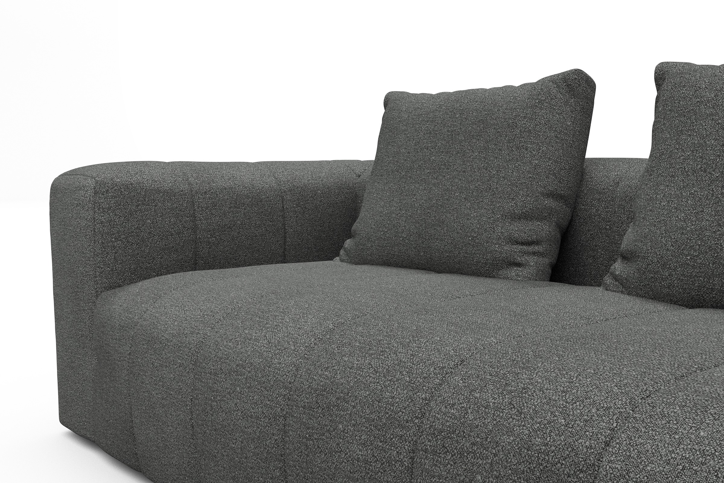 Ecksofa Hugo 2x 2,5-Sitzer Armlehne links Boucle-Ash-Grey