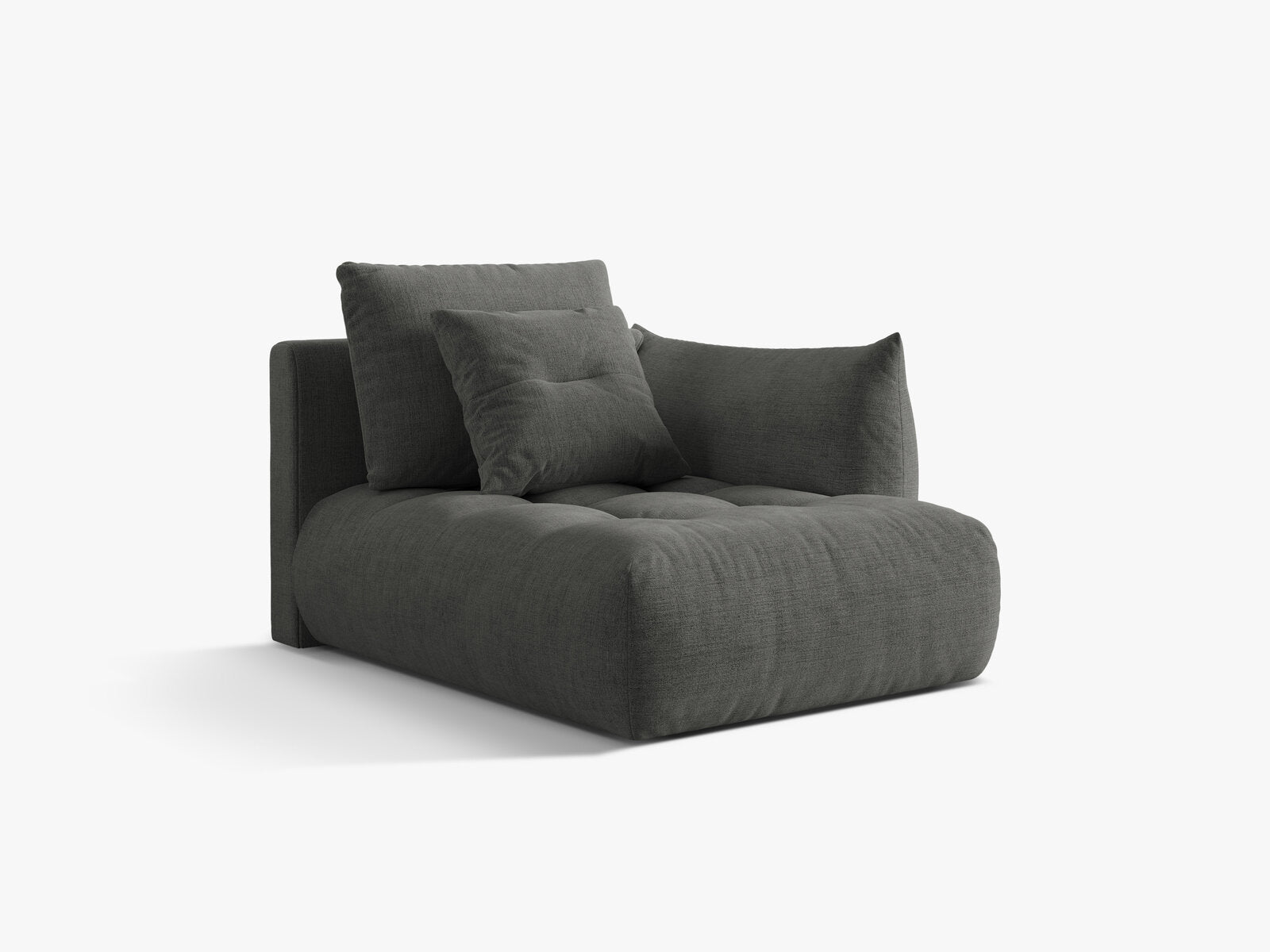 Micadoni Bloom Chaiselongue Rechts Strukturierter Stoff Wind Dunkelgrau
