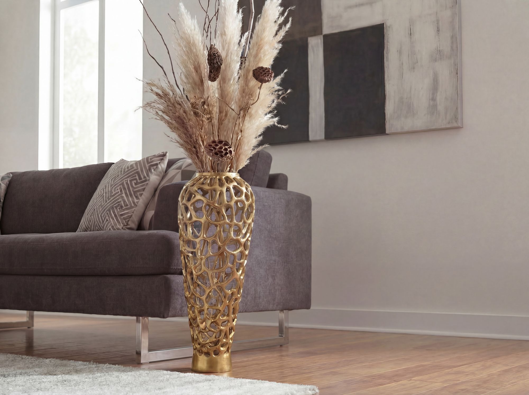 Bodenvase Rossland Aluminium Gold Ø 31 cm