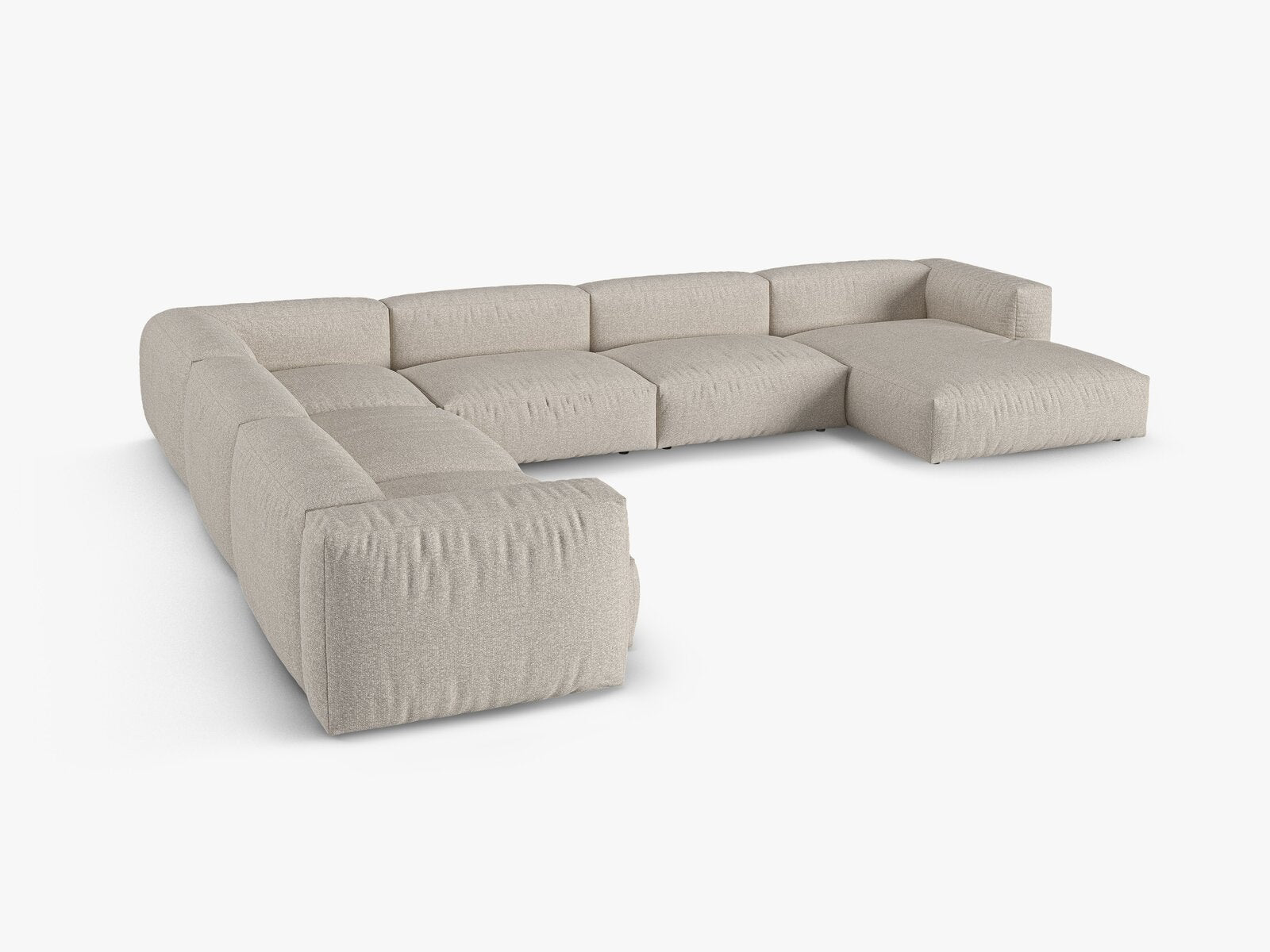 Micadoni modulares Ecksofa XL Martina 6-Sitzer 90cm Sitztiefe Links Boucle Monet Beige