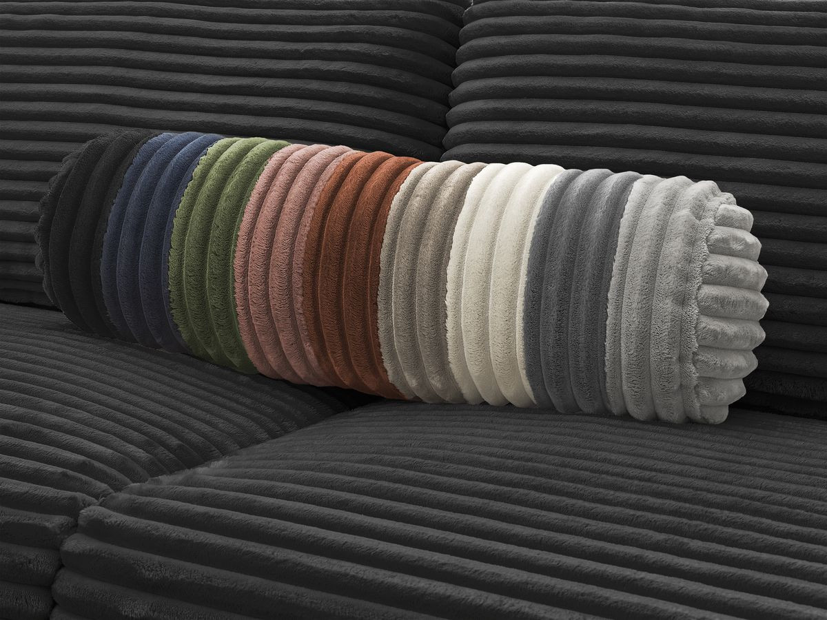 Bobochic Hugo Schlafsofa 3-Sitzer Cordsamt Schwarz, Liegefläche 140 × 190 cm