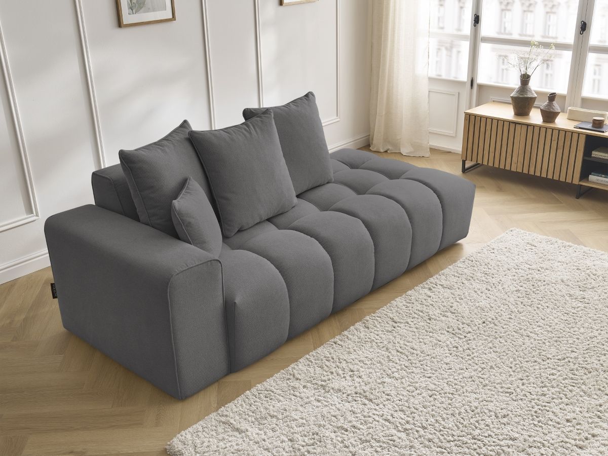 Bobochic Mont-blanc Sofa 4-Sitzer Melange-Stoff Dunkelgrau Armlehne links