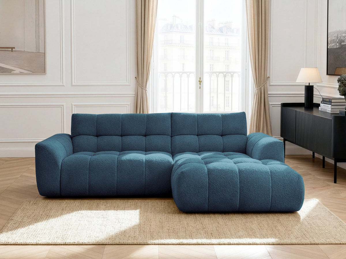 Bobochic Jaya Ecksofa Chenille Hellblau Ecke rechts