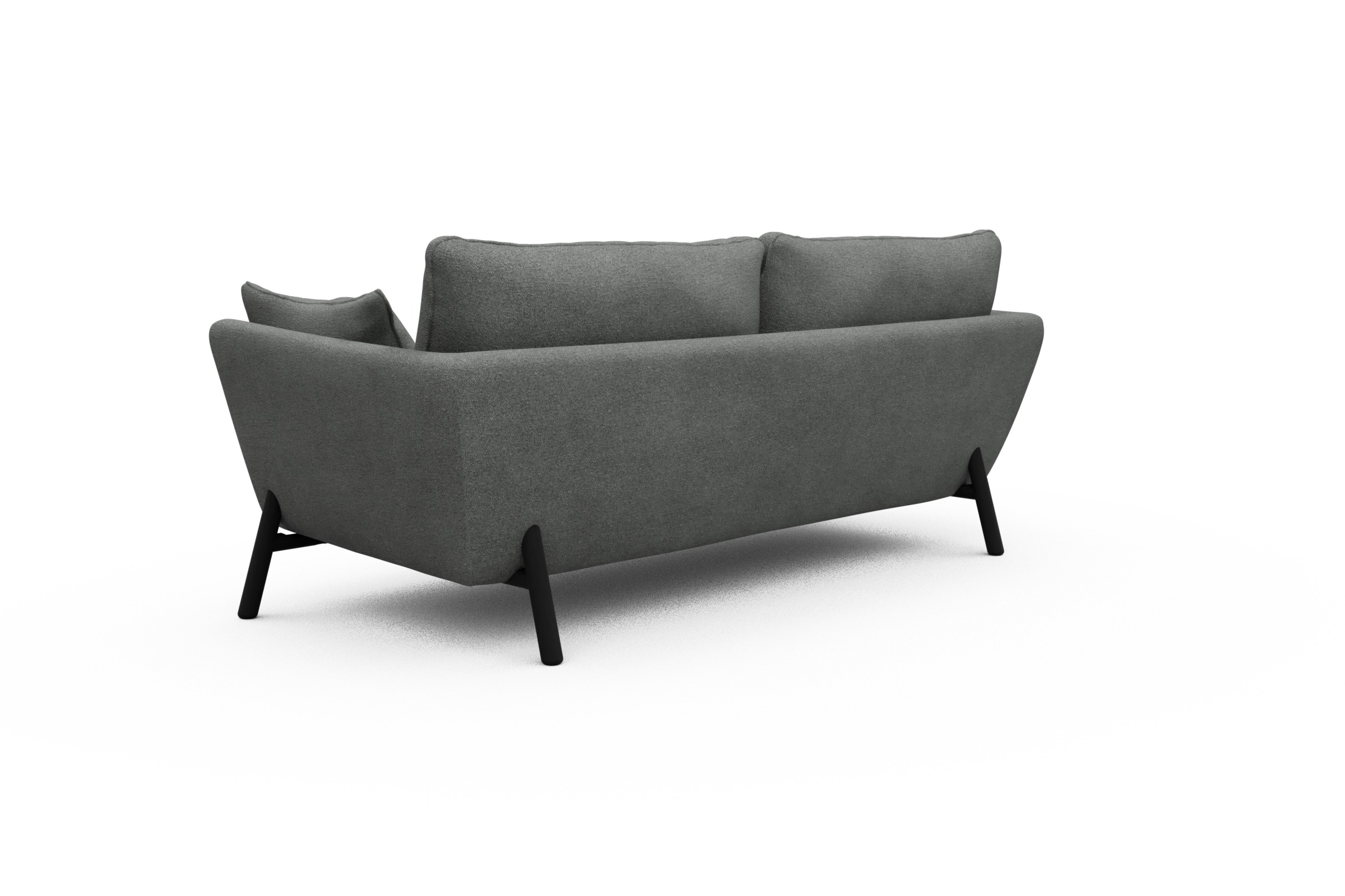 Sofa Emil 3-Sitzer Beinfarbe Eiche Schwarz Boucle-Ash-Grey