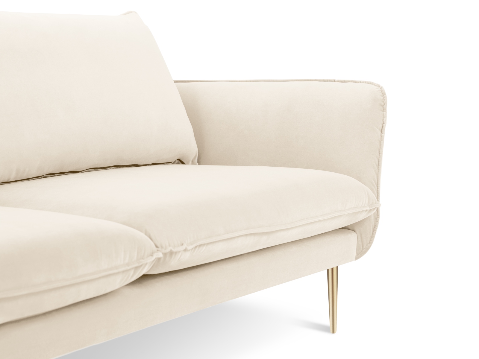 Cosmopolitan Design Sofa Vienna 4-Sitzer Samt Bluvel Helles Beige Beine Gold