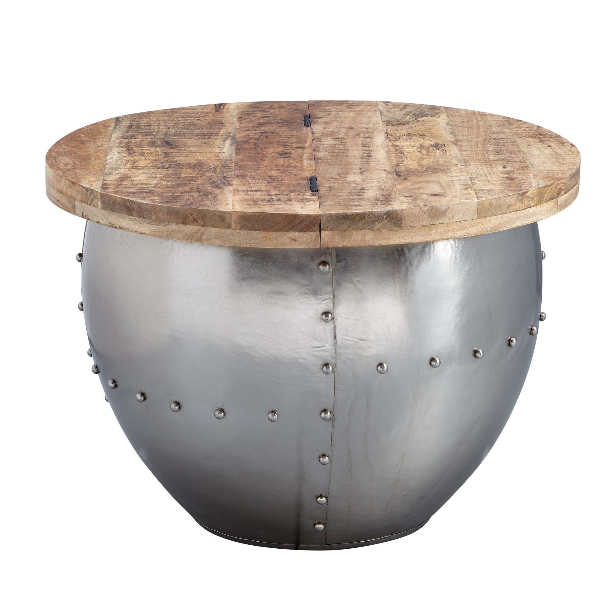 Couchtisch Rituvik Mango Massivholz Silber Ø 60 cm