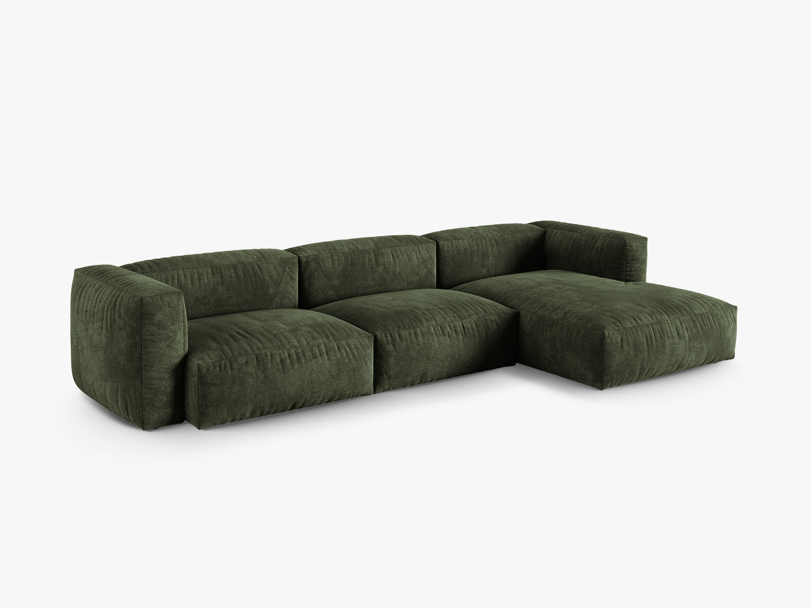 Micadoni Ecksofa Martina 3-Sitzer 90cm Sitztiefe Rechts Samt Vogue Grün