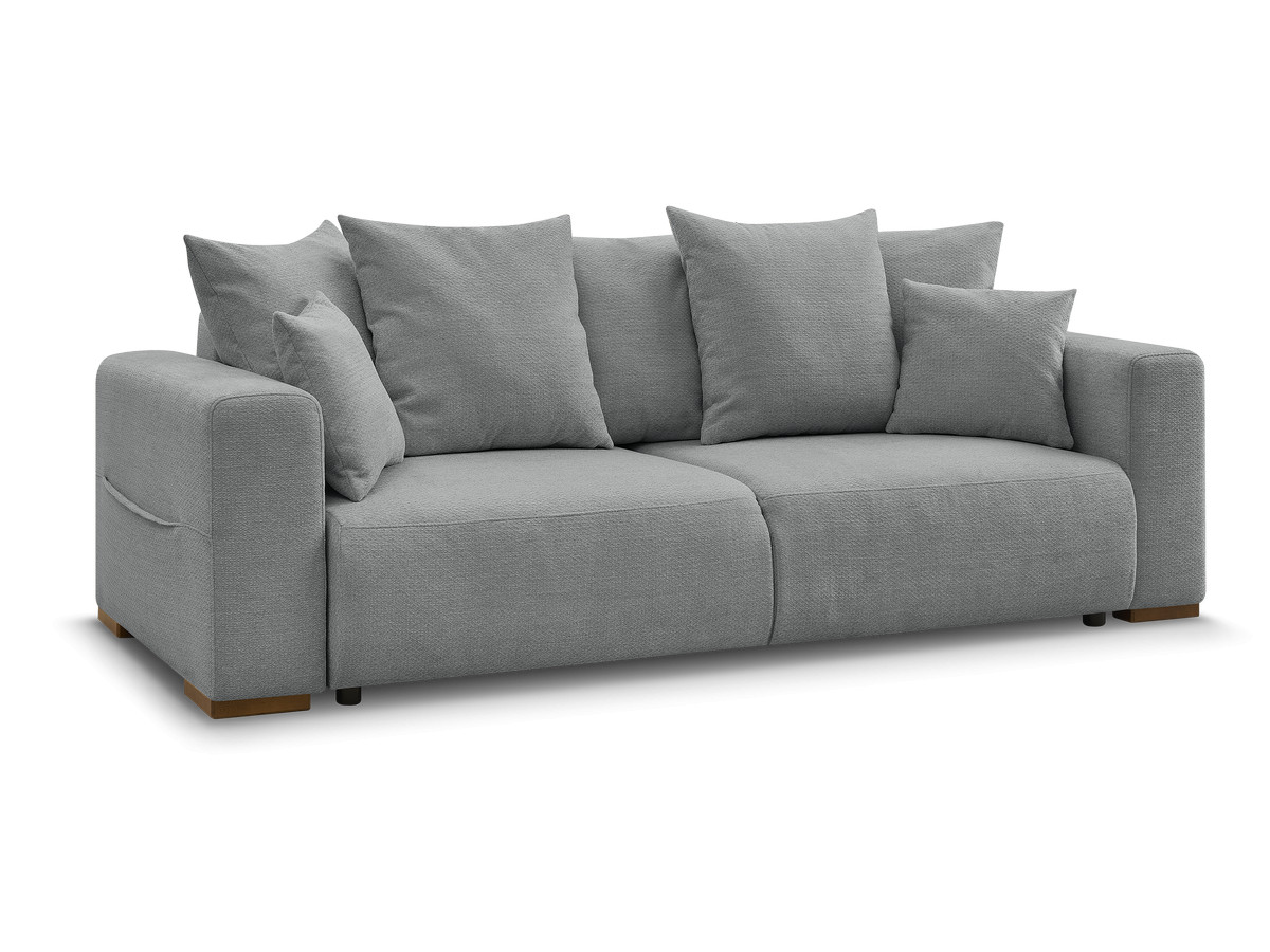 Bobochic Sidonie Schlafsofa 3-Sitzer mit Bettkasten Melange-Stoff Dunkelgrau