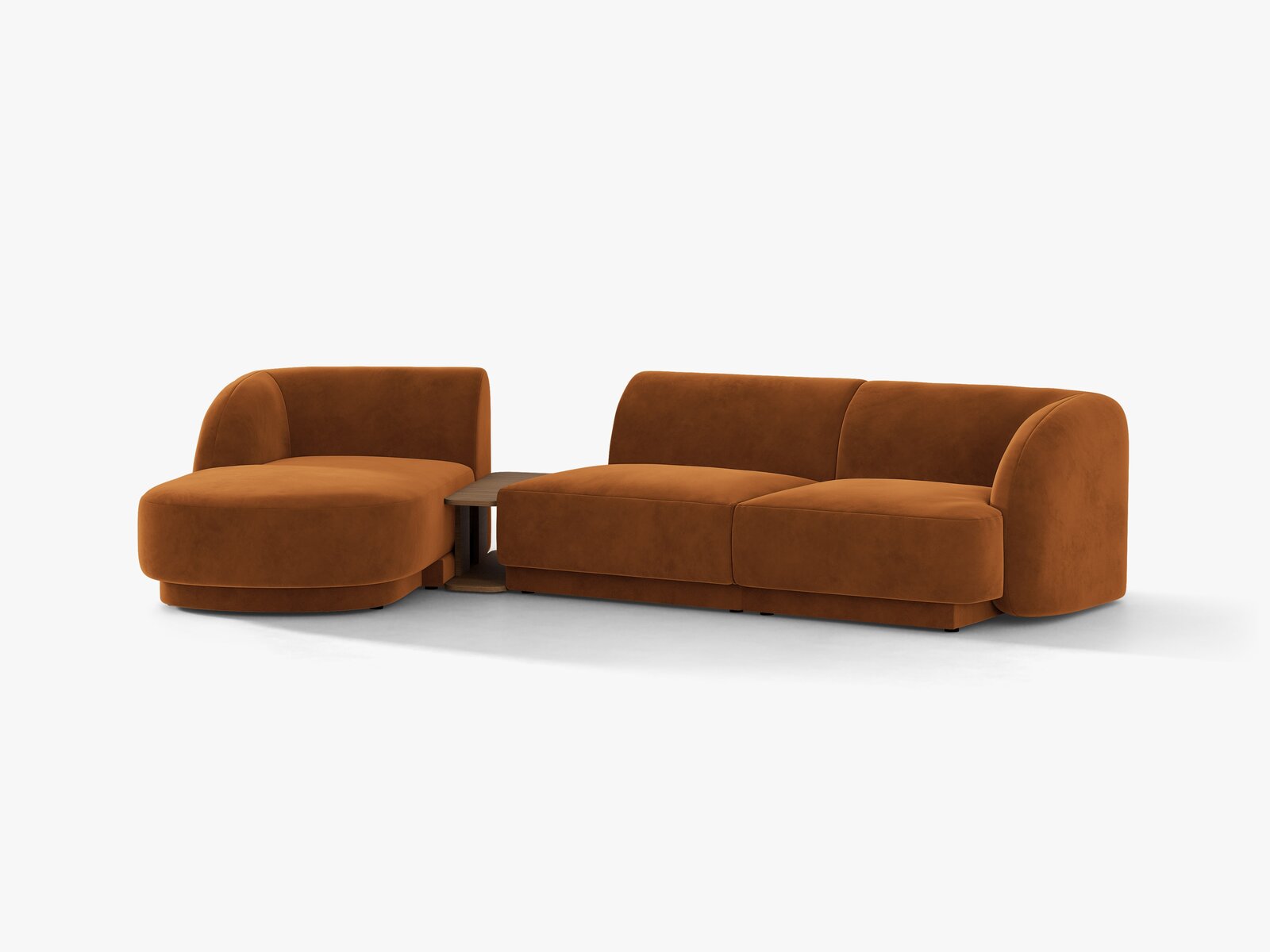 Micadoni Modulares Sofa Miley mit Recamiere 3-Sitzer Links Samt Bluvel Terrakotta