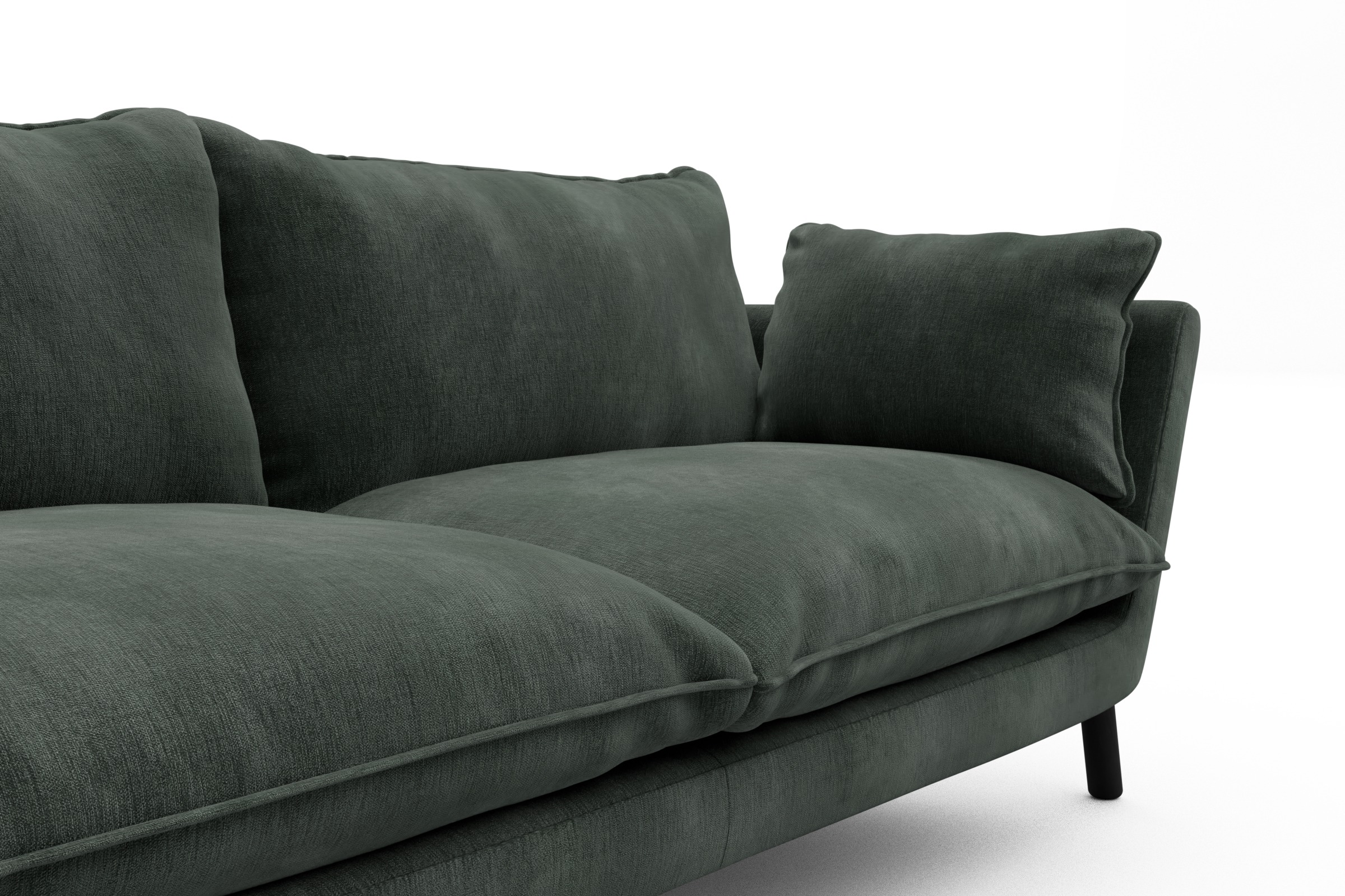 Sofa Emil PREMIUM 3-Sitzer Beinfarbe Eiche Schwarz Smooth-Laurel-Green