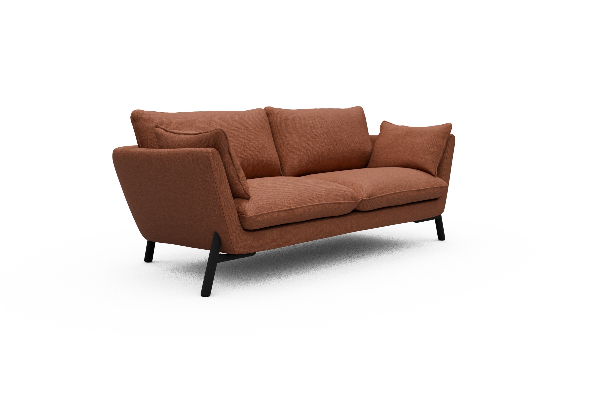 Sofa Emil 2-Sitzer Beinfarbe Eiche Schwarz Weda-Rust