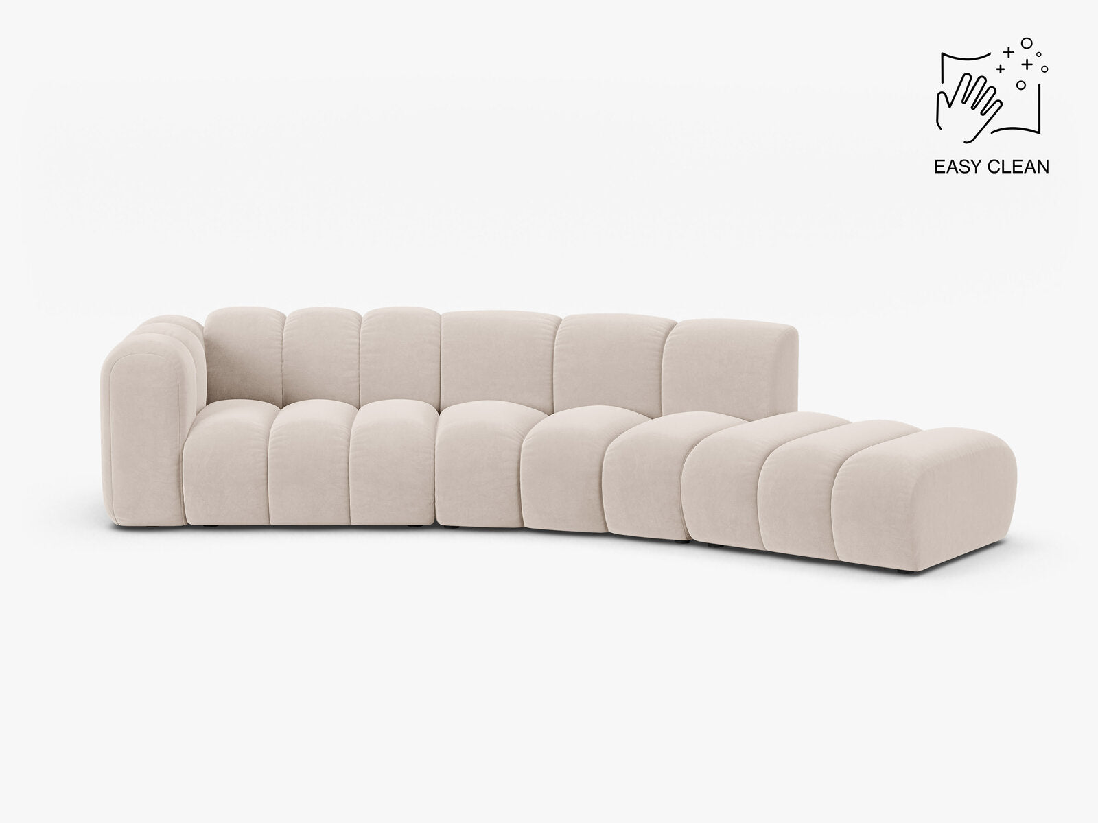 Micadoni Modulares Sofa Lupine 5-Sitzer Samt Venus Helles Beige Rechts