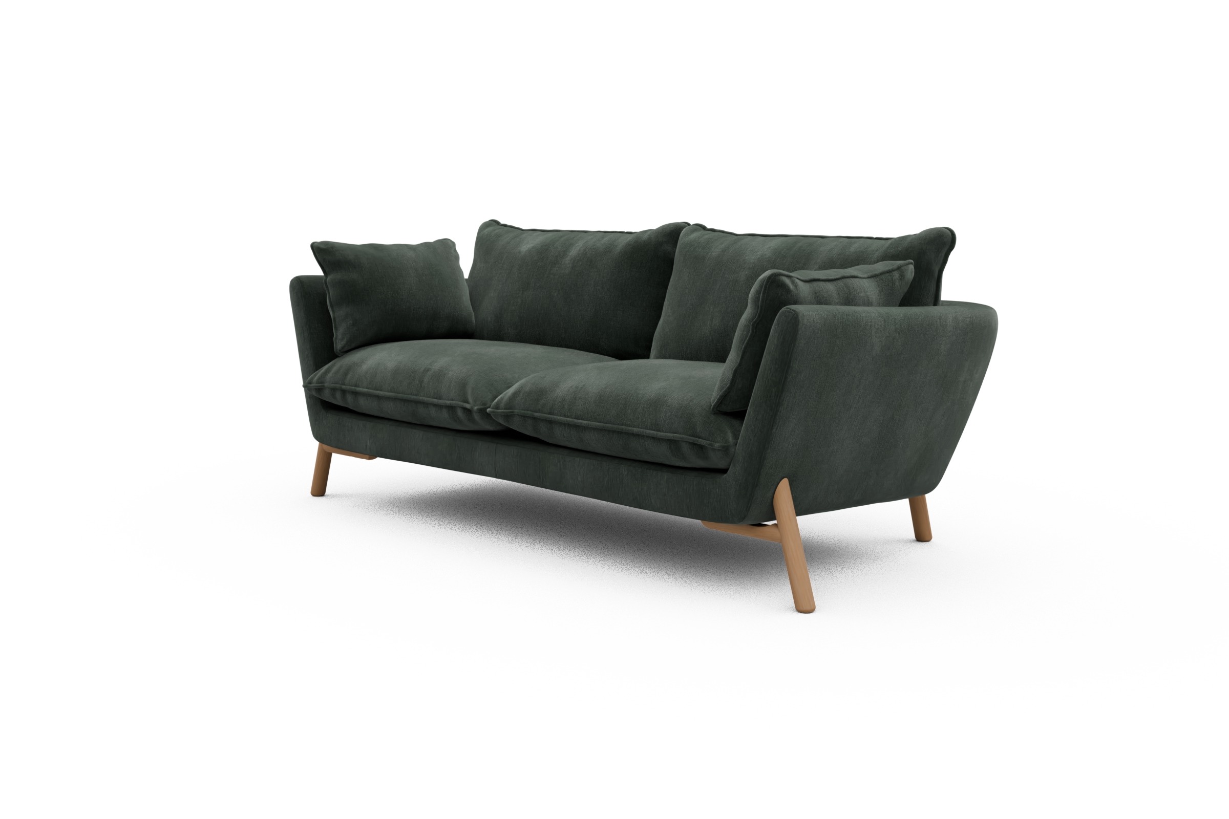 Sofa Emil PREMIUM 2-Sitzer Beinfarbe Eiche Natur Smooth-Laurel-Green