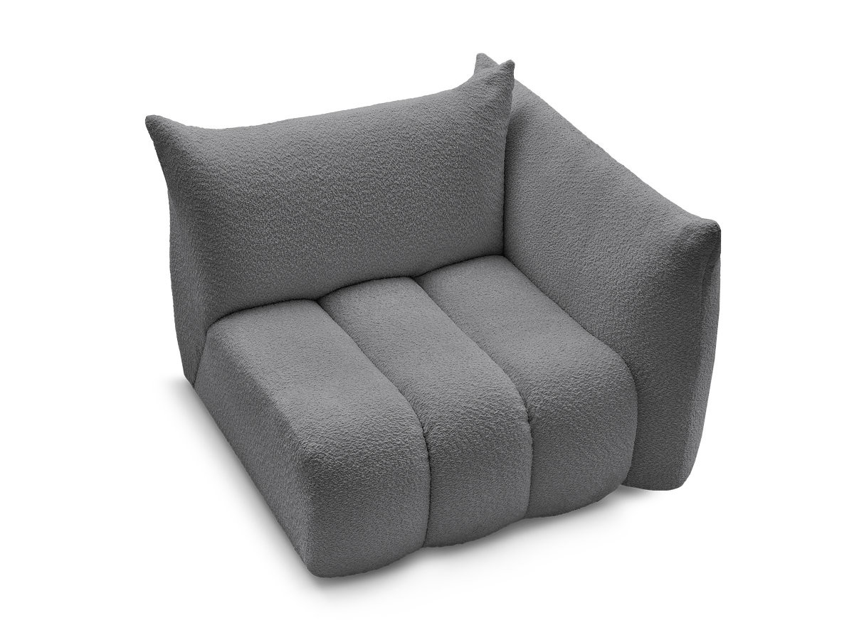 Bobochic Azra Sofamodul 1-Sitzer 117 × 112 cm Bouclé-Stoff Dunkelgrau Ecke rechts
