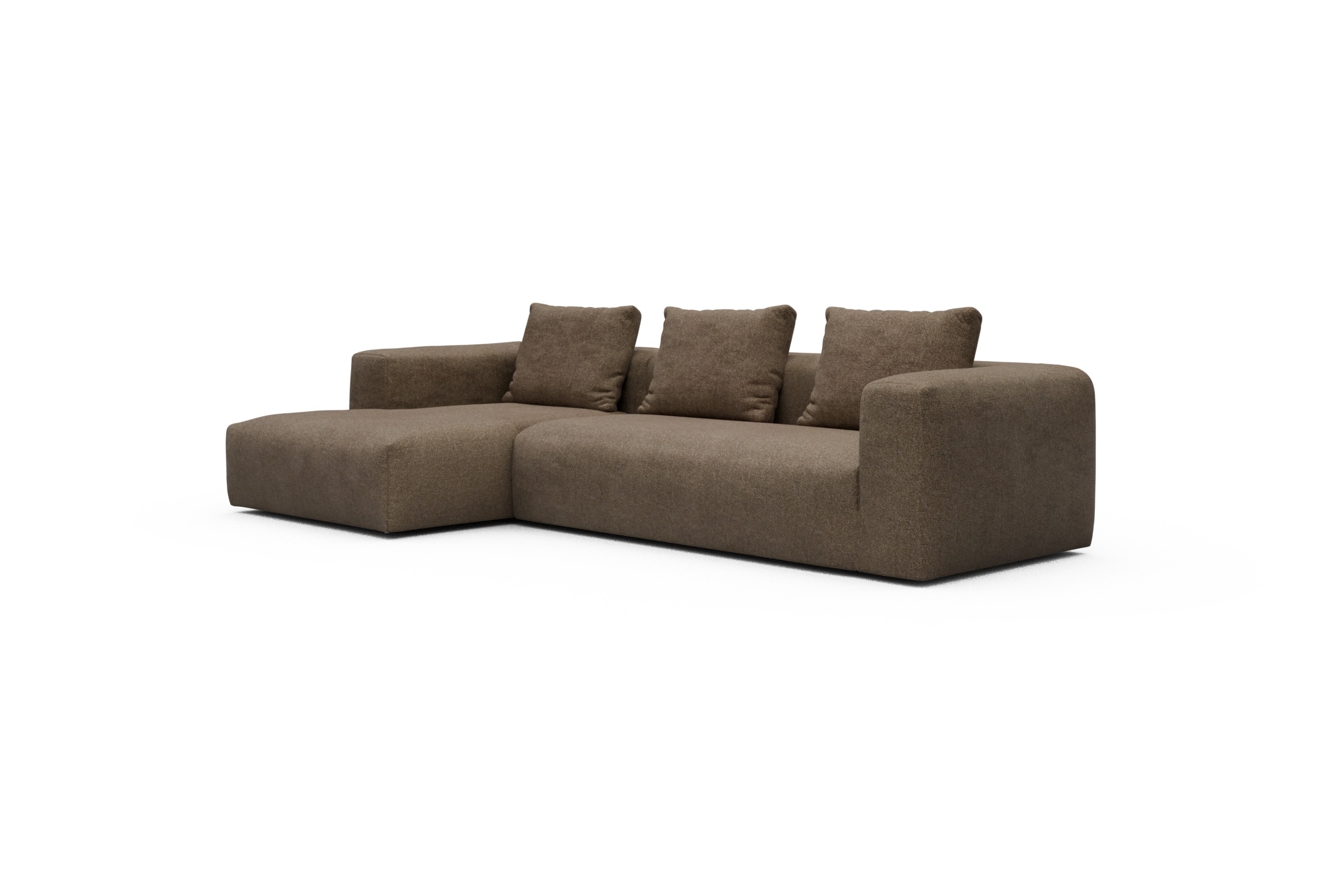 Ecksofa Fred Chaiselongue links mit 2,5-Sitzer Aivi-Khaki-Brown