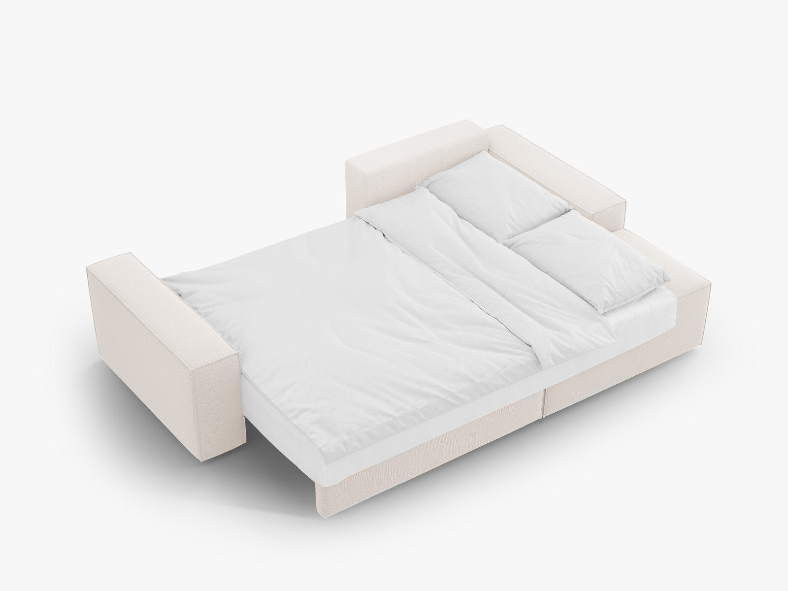 Micadoni Schlaf-Ecksofa Jodie 3-Sitzer Rechts Strukturierter Stoff Helles Beige