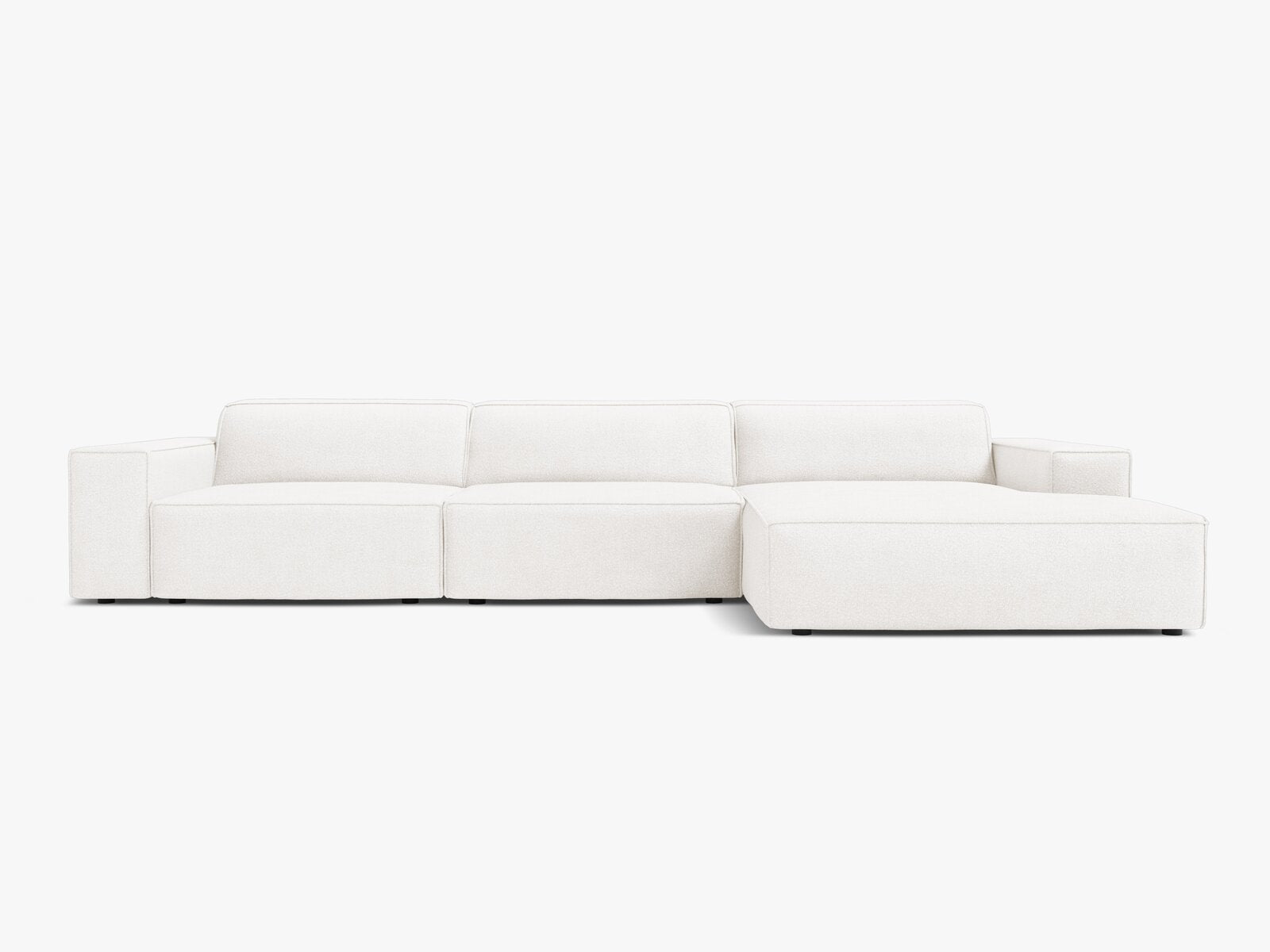 Micadoni Ecksofa Jodie 4-Sitzer Rechts Boucle Baloo Weiß