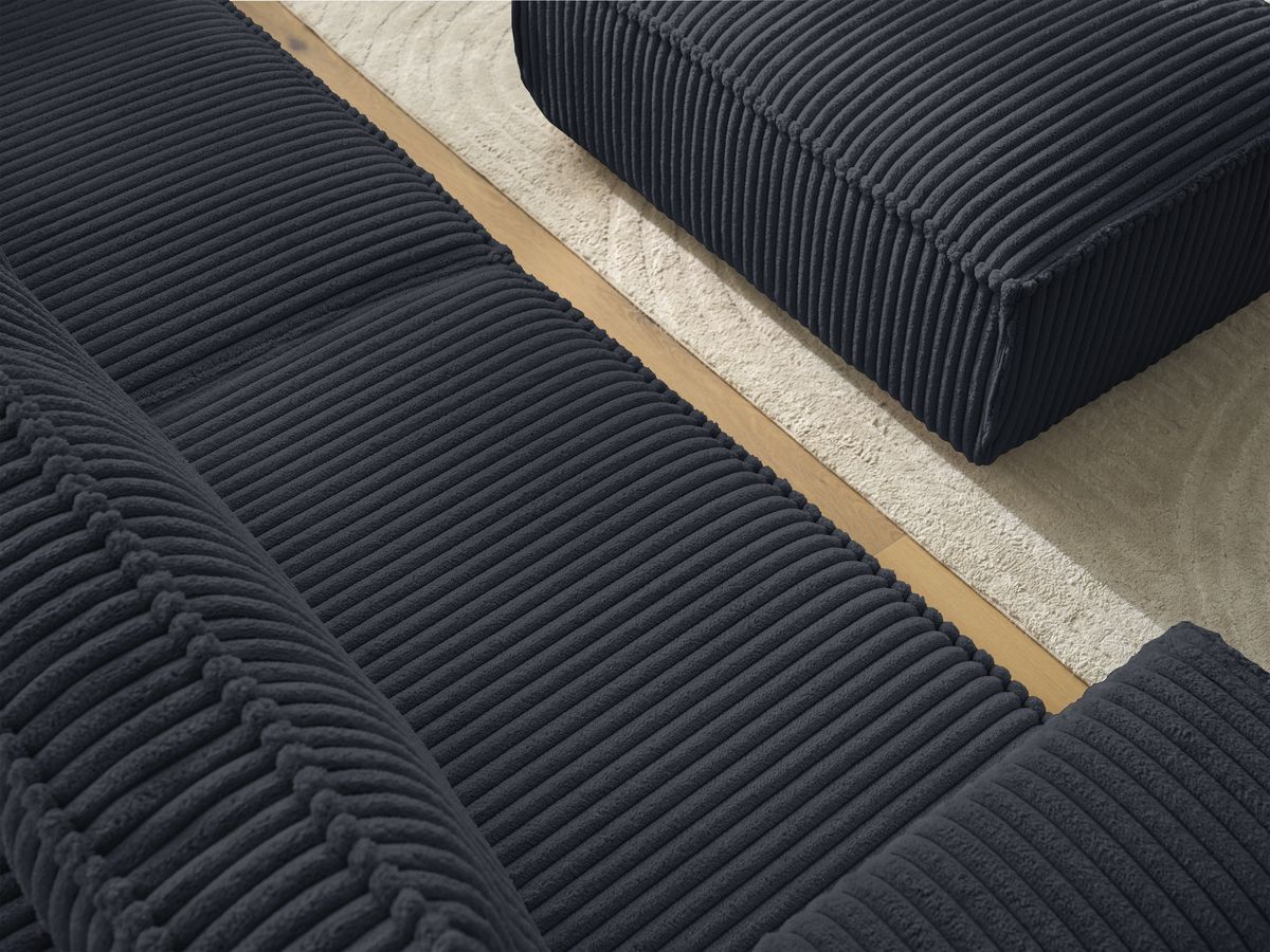 Bobochic Chelsea Sofa 4-Sitzer mit Pouf Breitcord weich Schwarz