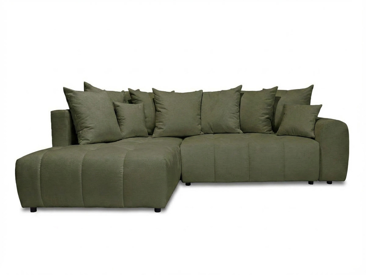 Bobochic Roxelane Ecksofa mit Schlaffunktion und Bettkasten Melange-Stoff Grün Ecke links