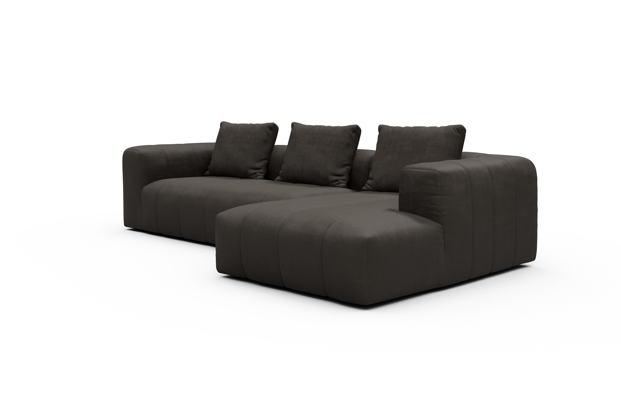 Ecksofa Hugo 2,5-Sitzer Armlehne links mit Chaiselongue Cordufine-Taupe