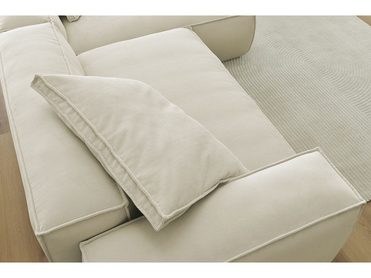 Bobochic Boheme Ecksofa, 3 Kissen Cordsamt Beige