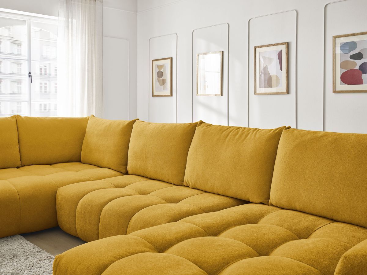 Bobochic Everest Wohnlandschaft, 6 Kissen Strukturstoff Gelb Ecke rechts