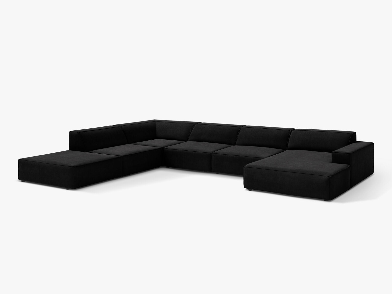 Micadoni Panorama-Ecksofa Jodie 7-Sitzer Samt Venus Schwarz Links