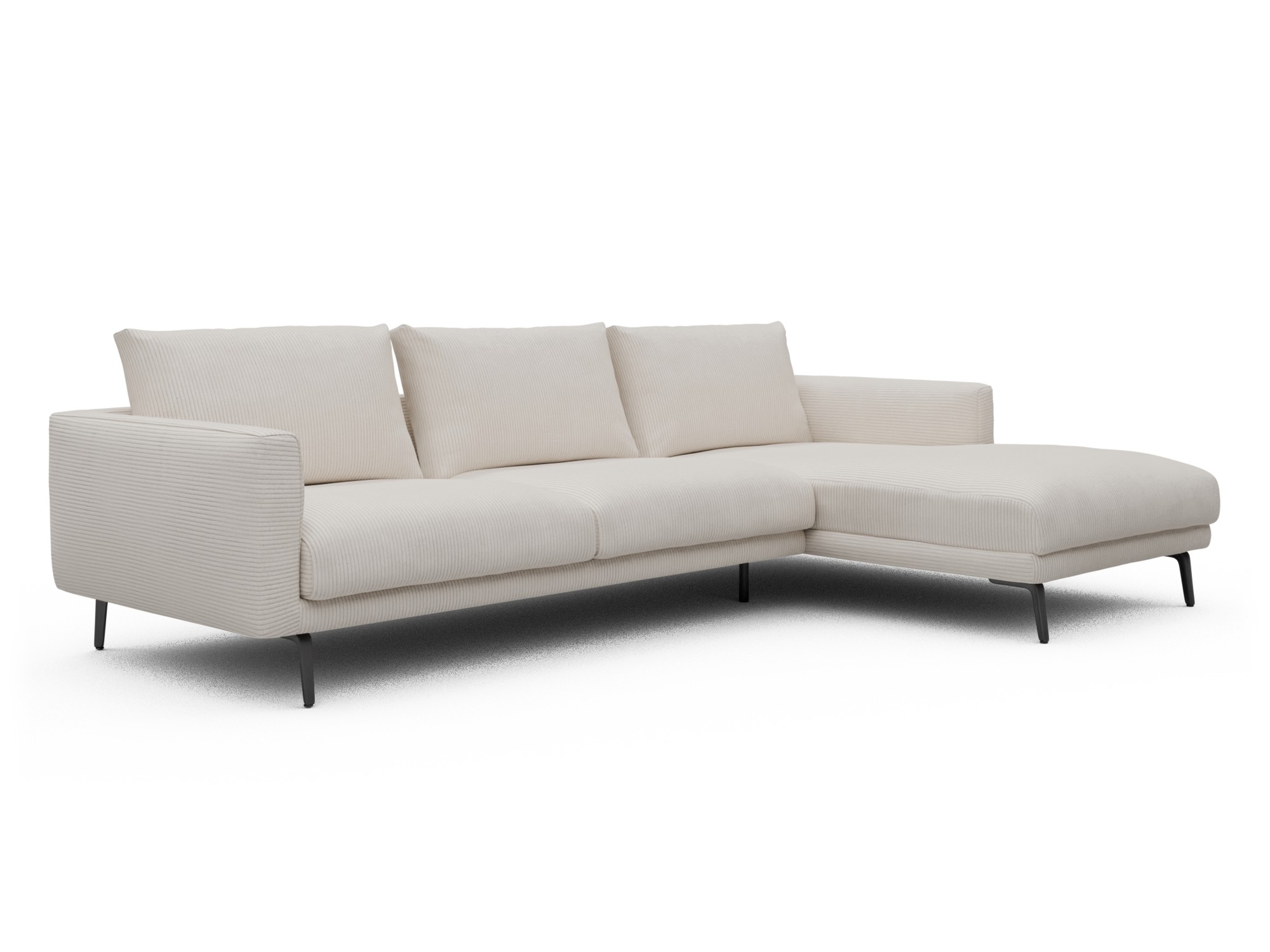 Skandi Home Ecksofa Karl Chaiselongue rechts mit 2,5-Sitzer Corduroy-Ivory moebelfaktor