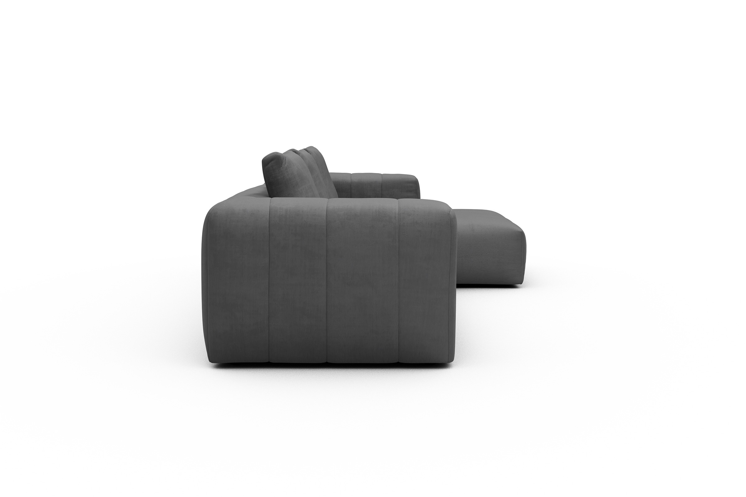 Ecksofa Hugo 2,5-Sitzer Armlehne links mit Chaiselongue Cordufine-Grey
