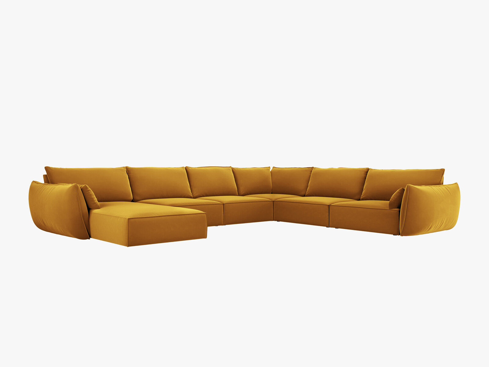 Micadoni Panorama-Ecksofa Kaelle 8-Sitzer Rechts Samt Bluvel Gelb