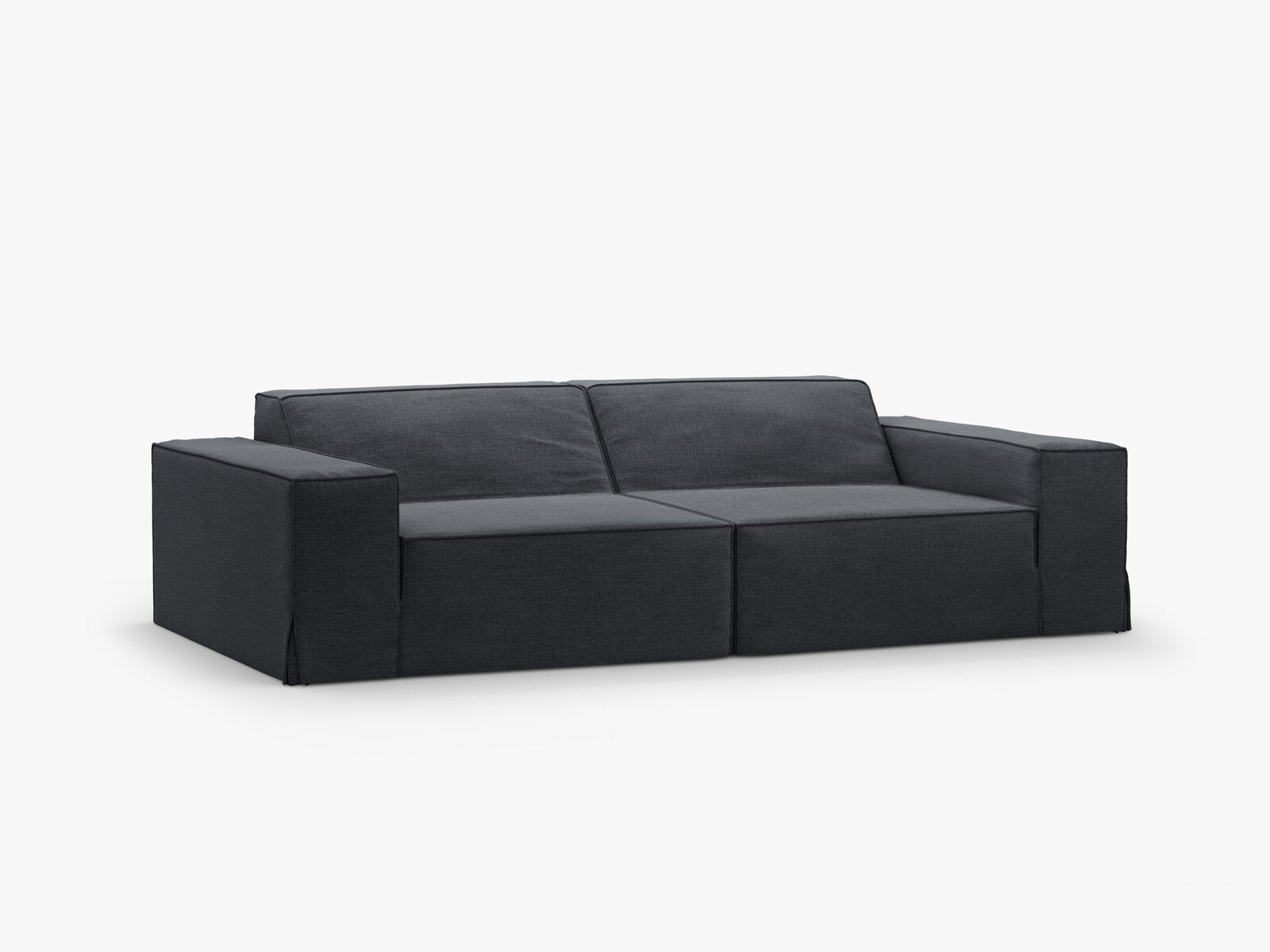 Micadoni 3-Sitzer Sofa Jodie Strukturierter Stoff Lins Grau und Blau