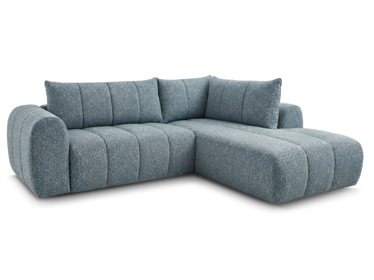 Bobochic Nesty Ecksofa in L-Form, 256 cm Melange-Stoff Blau Ecke rechts