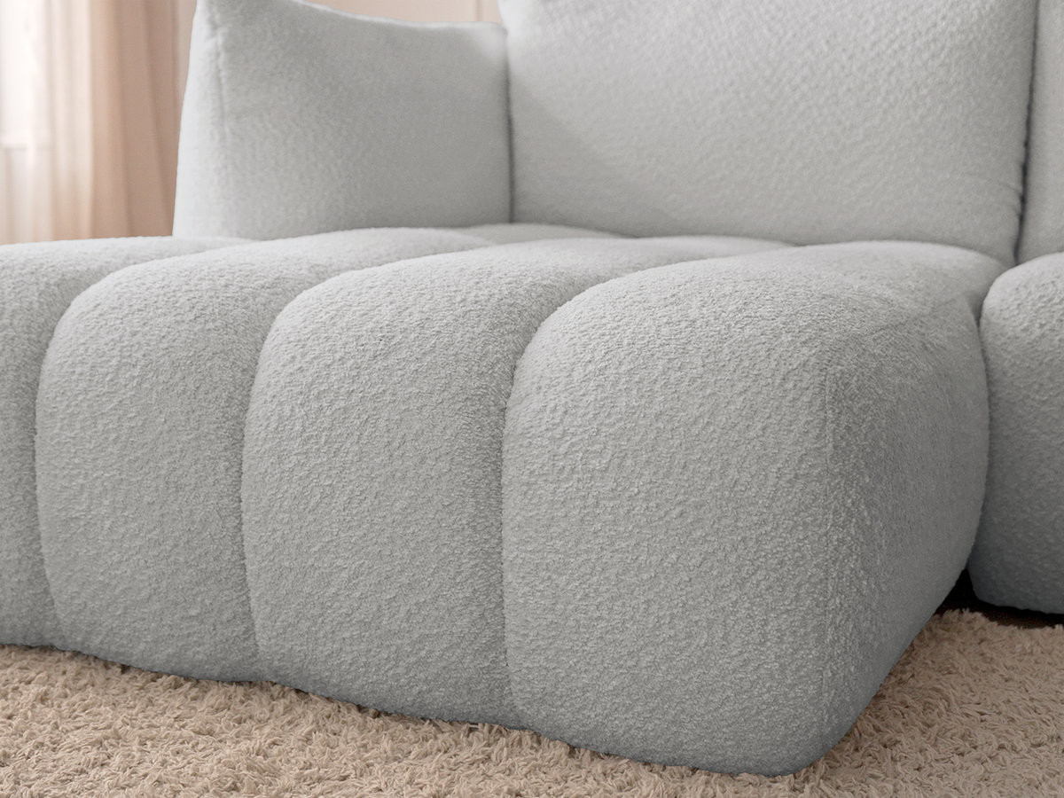 Bobochic Azra Ecksofa 319 × 178 cm Bouclé-Stoff Hellgrau Ecke links