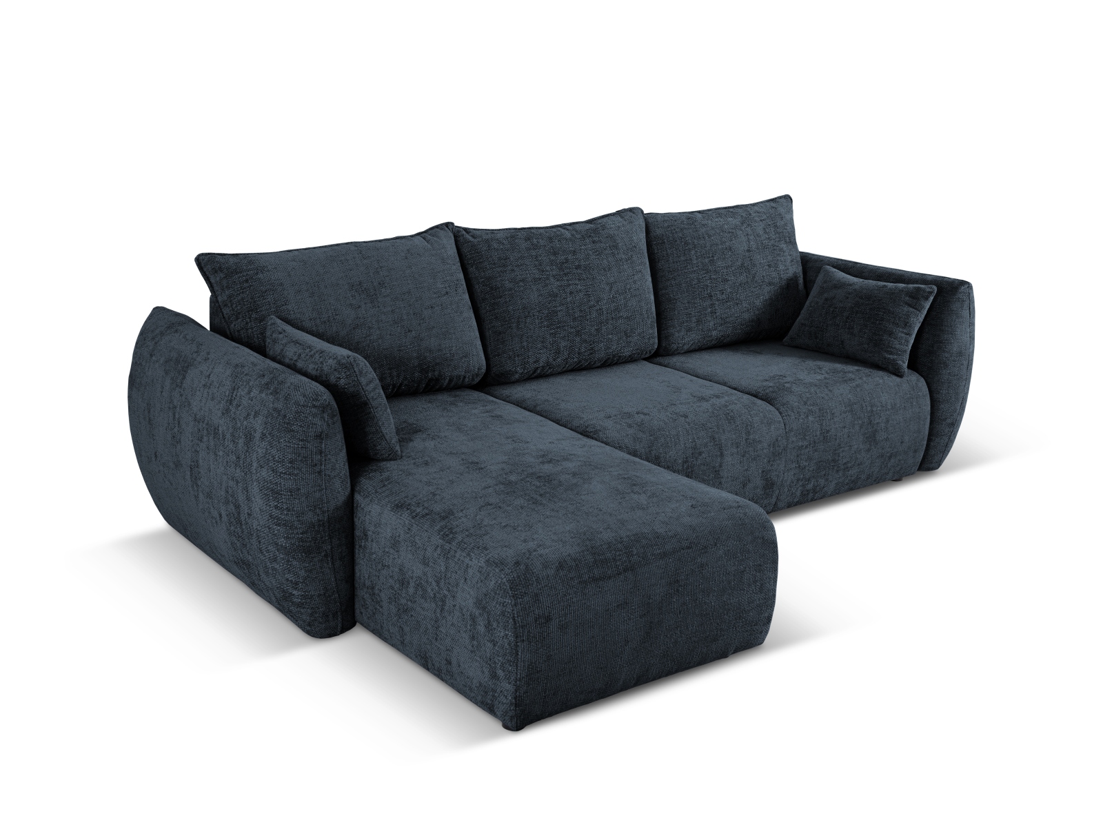 Cosmopolitan Design Ecksofa Matera 4-Sitzer mit Schlaffunktion Chenille Eden Marineblau Links