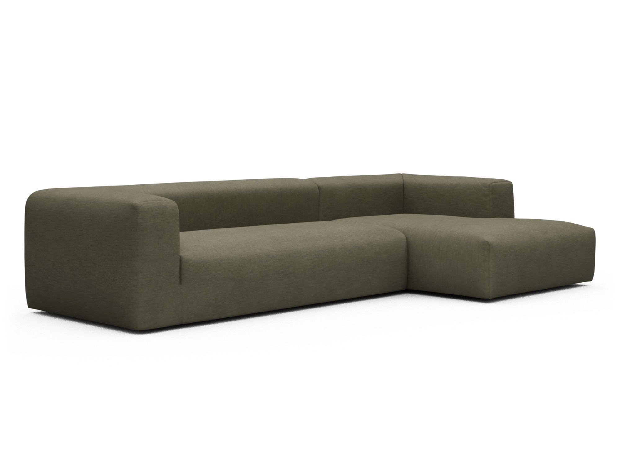 Skandi Home Ecksofa Fred Chaiselongue rechts mit 2,5-Sitzer Vivus-Dusty-Olive moebelfaktor