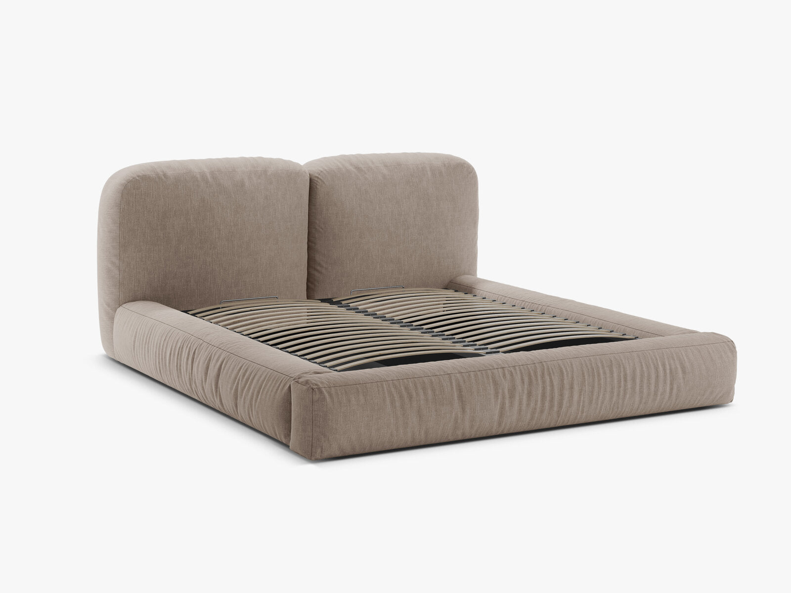Micadoni Stauraumbett mit Kopfteil Martina Strukturierter Stoff Boston Dunkelbeige 180x200