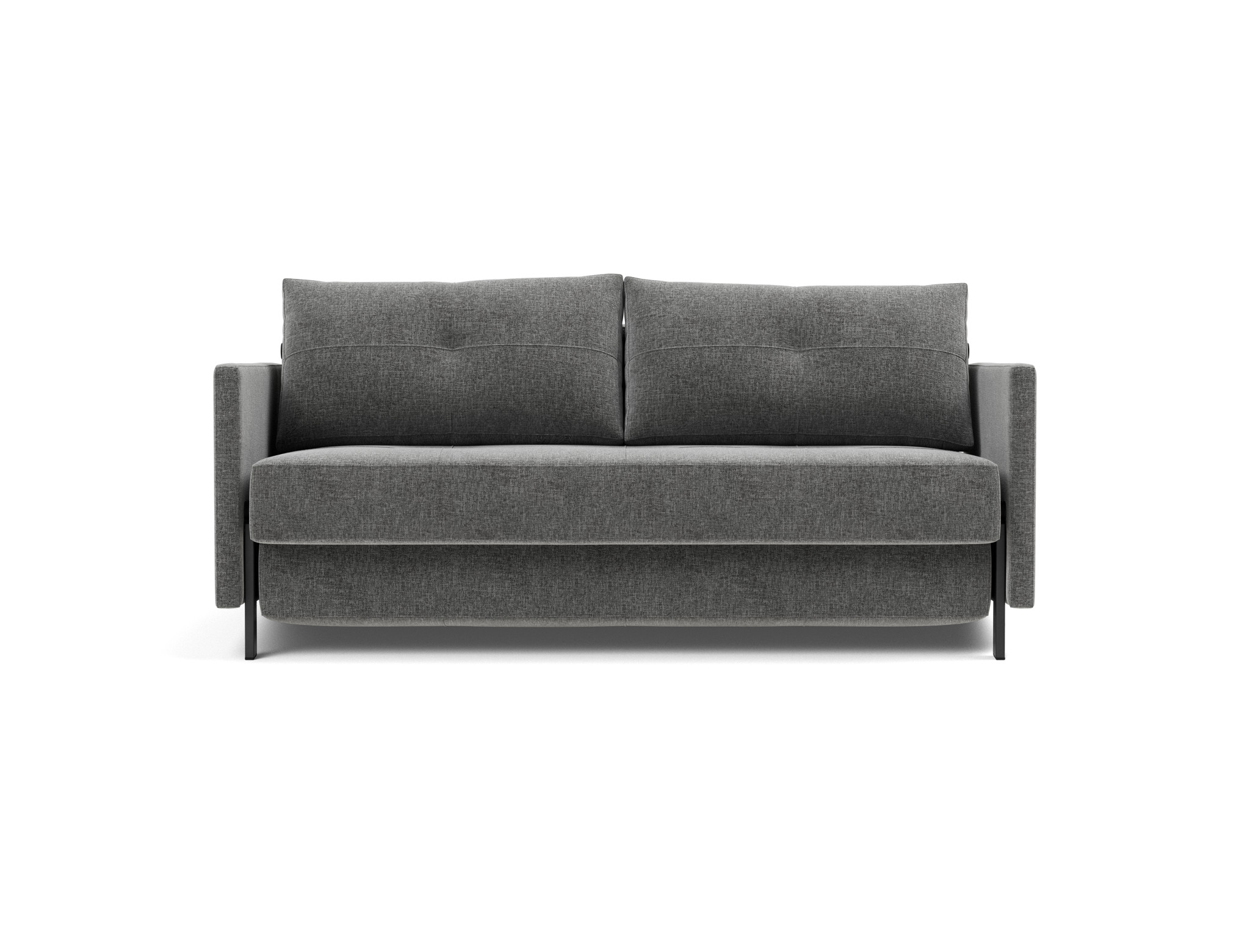 Schlafsofa Cubed mit Armlehnen 160 Strukturierter Stoff Twist 563-Charcoal