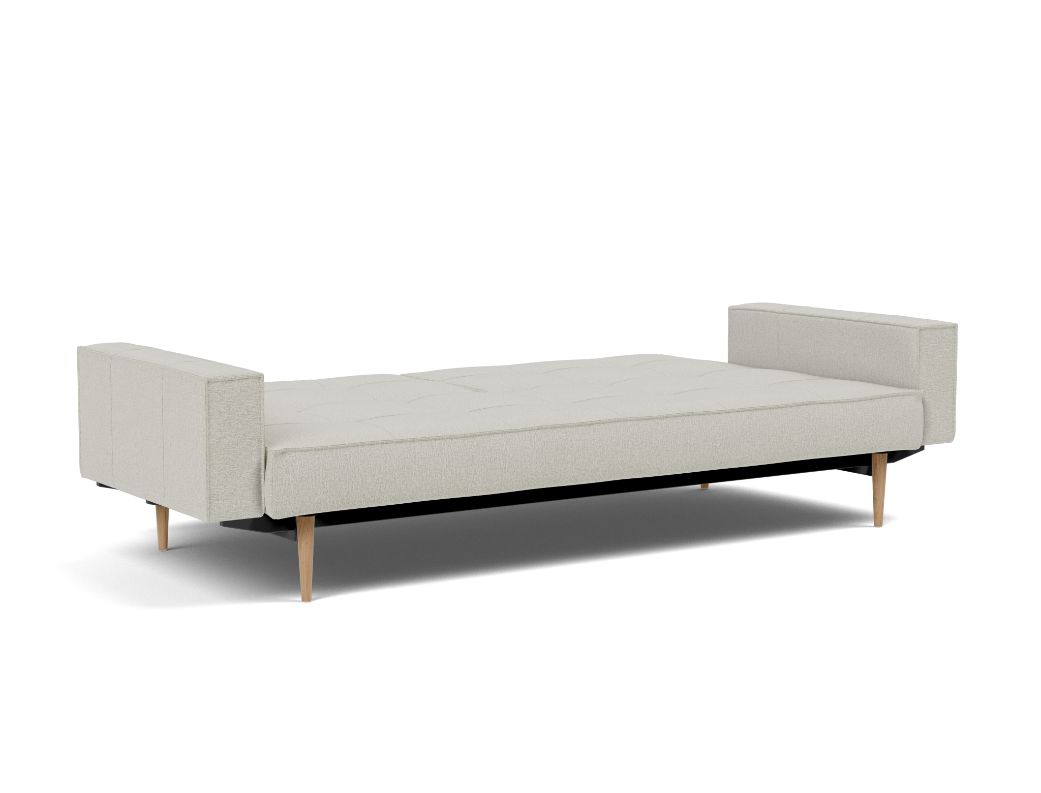 Schlafsofa Splitback mit Armlehnen Flachgewebe Mixed Dance 527-Natural Beine Styletto Eiche hell